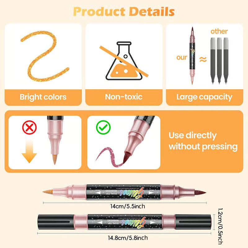 Glitter Brush Marker Set | 24 Color Set