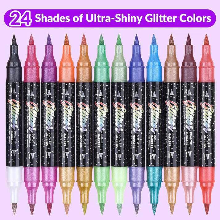 Glitter Brush Marker Set | 24 Color Set