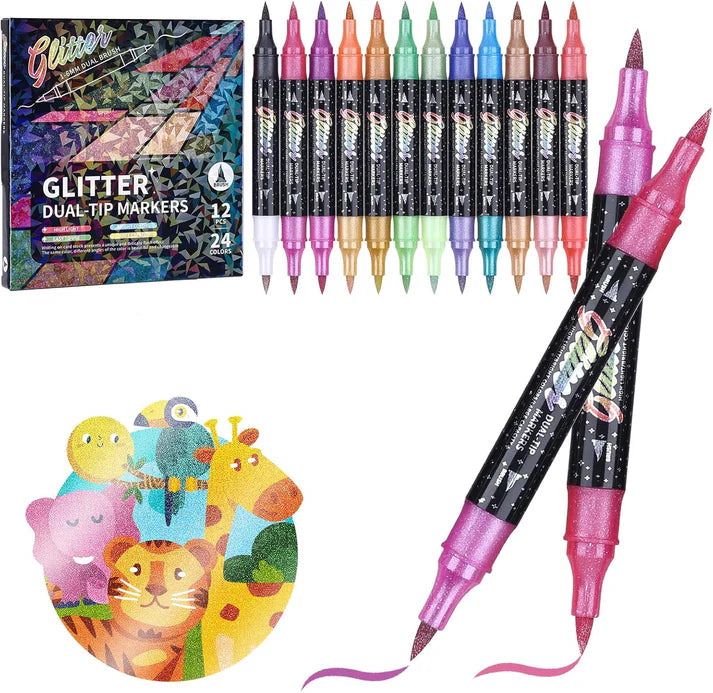 Glitter Brush Marker Set | 24 Color Set