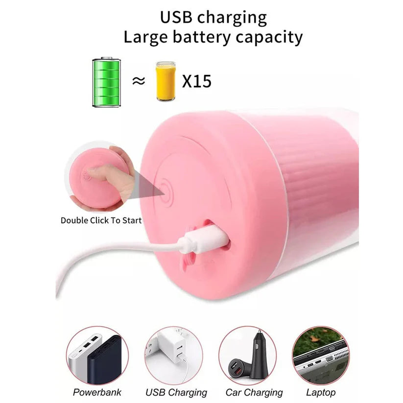 Portable 420ml Juicer Blender with 6 Stainless Steel Blades